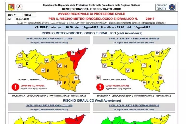 maltempo sicilia 18 gennaio 2025